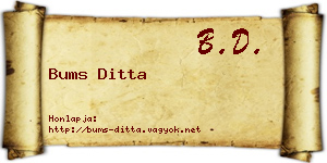 Bums Ditta névjegykártya